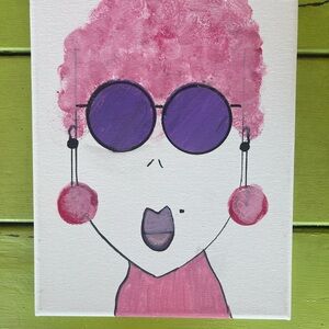 Pink & Purple Pop Art Portrait Canvas Wall Art